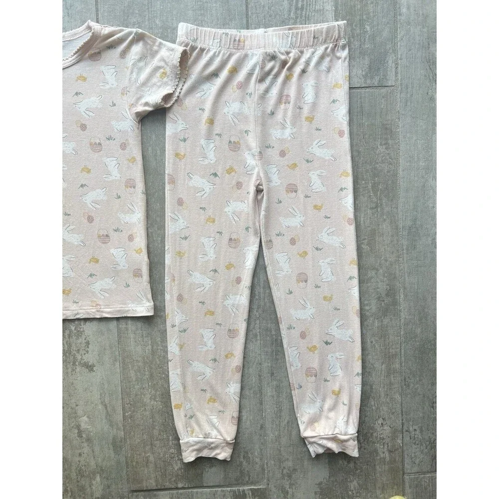 $45 MILKBERRY Pajamas Boutique Designer Bamboo 2 Piece Pjs Set Girls Easter 4T